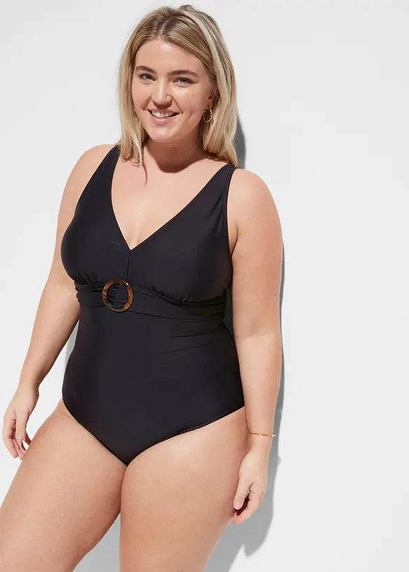 Maillot 1 pi&egrave;ce sculptant, maintien l&eacute;ger, encolure V, bonprix