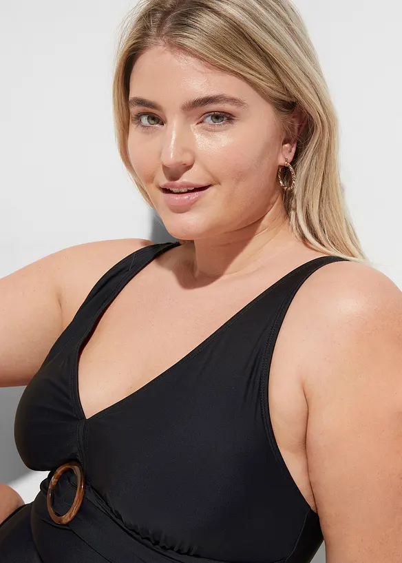 Maillot 1 pi&egrave;ce sculptant, maintien l&eacute;ger, encolure V, bonprix