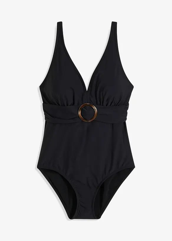 Maillot 1 pi&egrave;ce sculptant, maintien l&eacute;ger, encolure V, bonprix