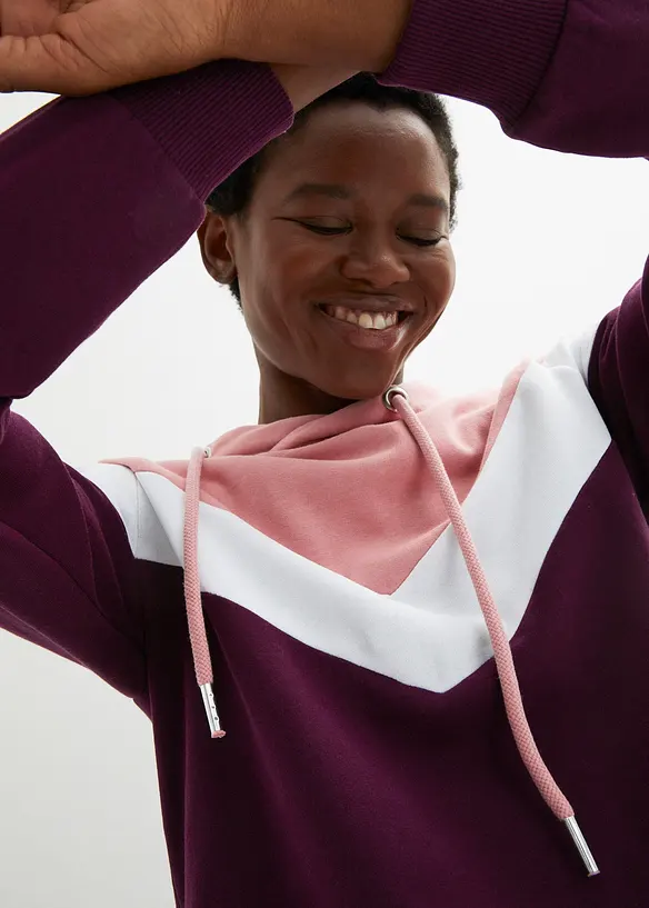 Sweat-shirt &agrave; capuche et grand col, bonprix