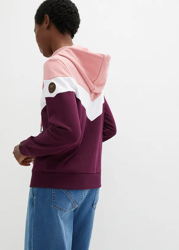 Sweat-shirt &agrave; capuche et grand col, bonprix