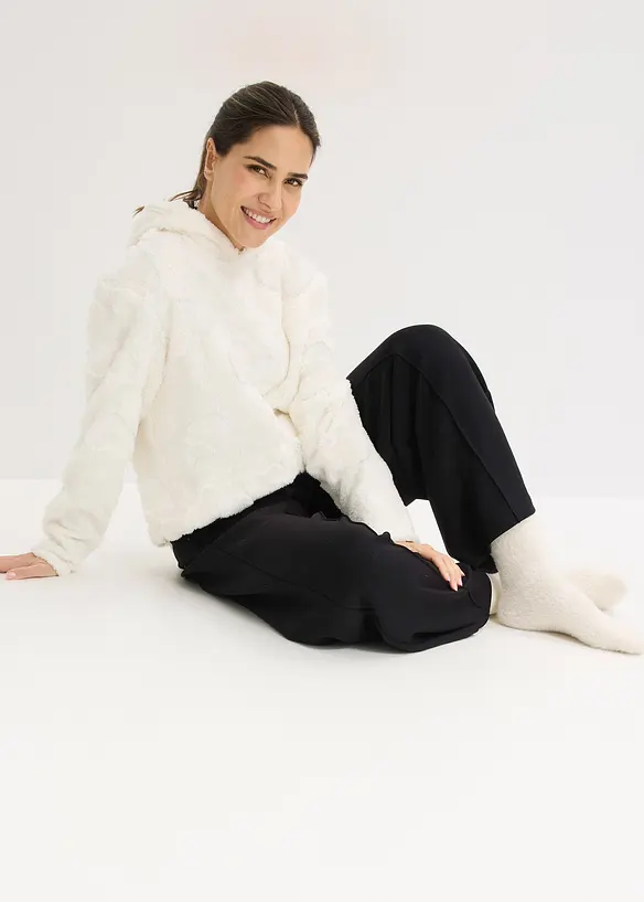 Pull long oversize &agrave; motif c&oelig;urs, bonprix