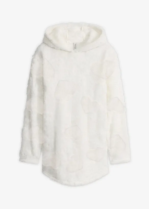 Pull long oversize &agrave; motif c&oelig;urs, bonprix