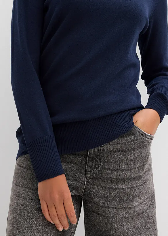 Pull col roul&eacute; basique, bonprix