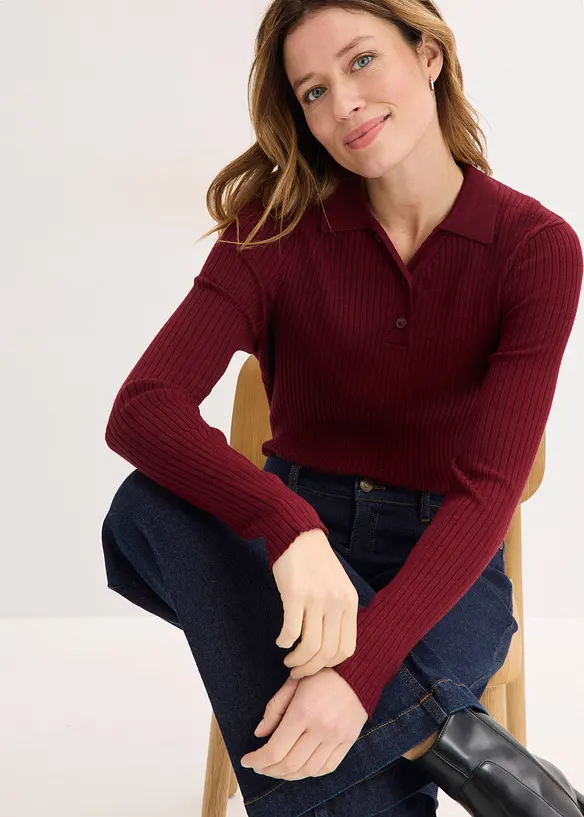 Polo en fine maille &agrave; boutons, bonprix