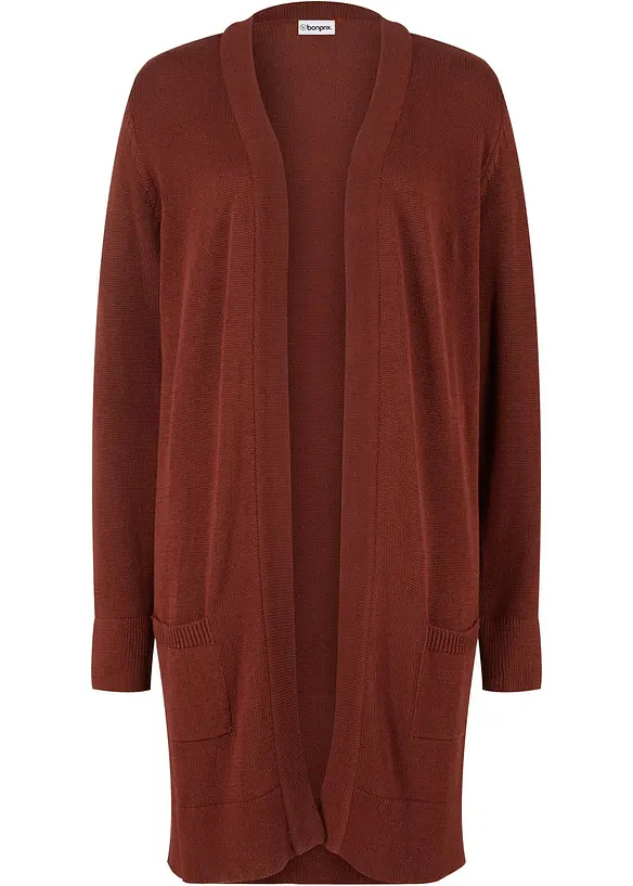 Gilet long en maille, manches longues, bonprix