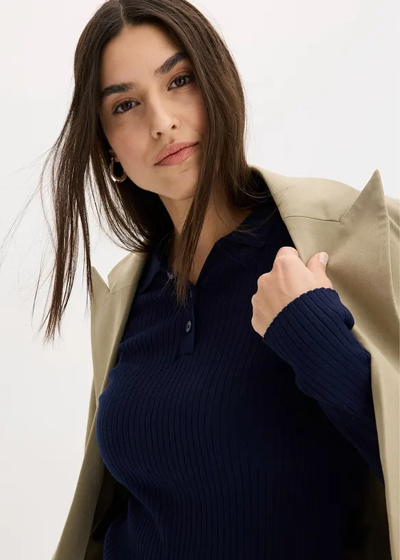 Polo en fine maille &agrave; boutons, bonprix