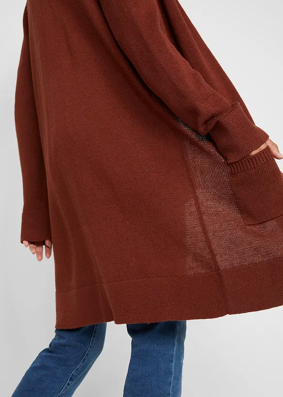 Gilet long en maille, manches longues, bonprix