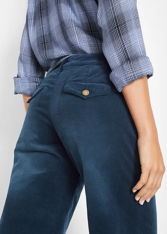 Pantalon large en velours c&ocirc;tel&eacute; extensible, bonprix