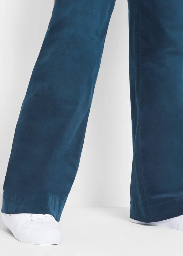 Pantalon large en velours c&ocirc;tel&eacute; extensible, bonprix