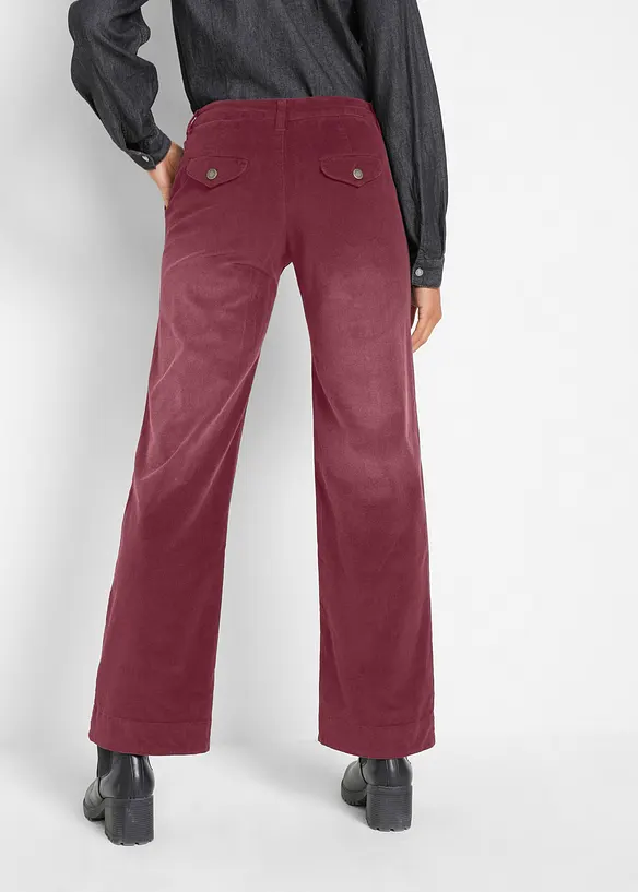 Pantalon large en velours c&ocirc;tel&eacute; extensible, bonprix
