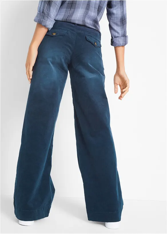 Pantalon large en velours c&ocirc;tel&eacute; extensible, bonprix