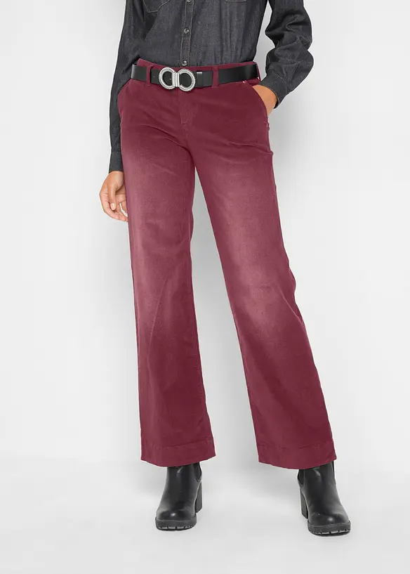 Pantalon large en velours c&ocirc;tel&eacute; extensible, bonprix
