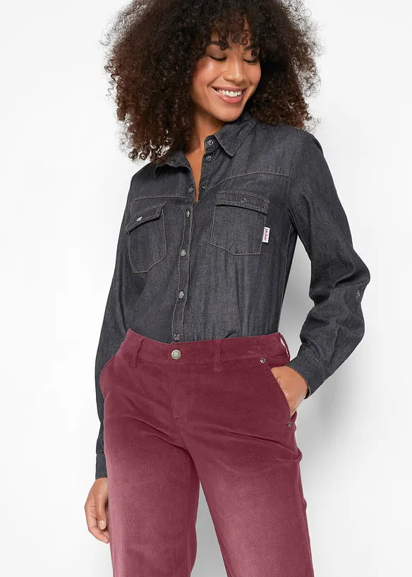 Pantalon large en velours c&ocirc;tel&eacute; extensible, bonprix