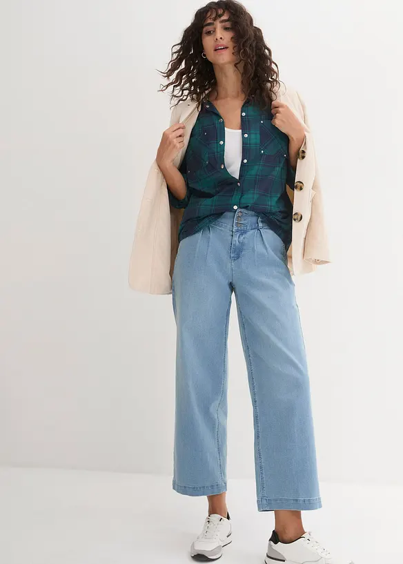 Chemisier &agrave; carreaux 100% coton, bonprix