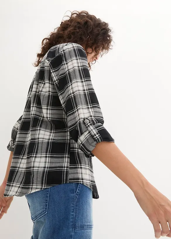 Chemisier &agrave; carreaux 100% coton, bonprix