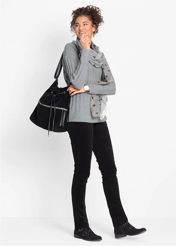 Pantalon slim en velours c&ocirc;tel&eacute; extensible, bonprix