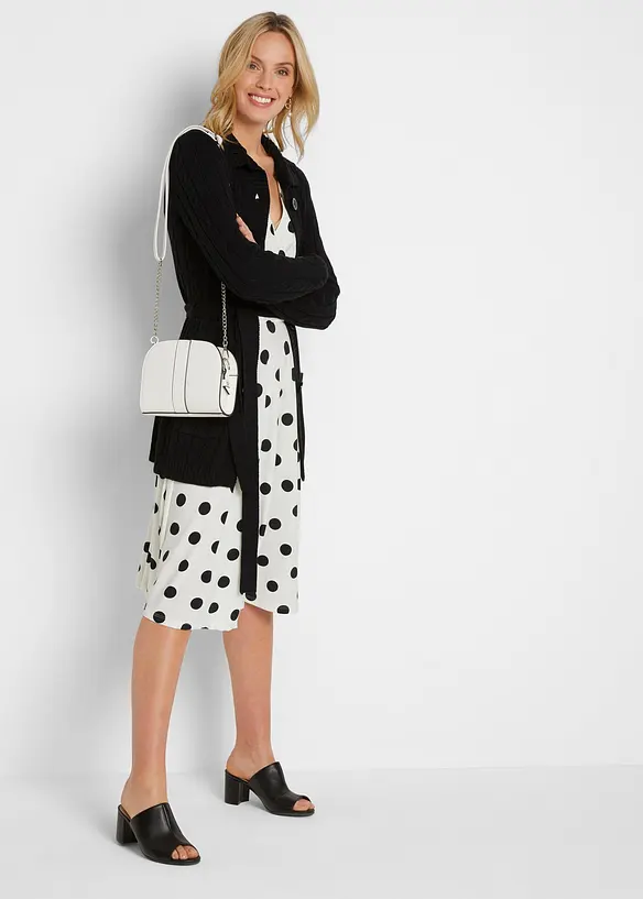 Gilet long en maille torsad&eacute;e, bonprix