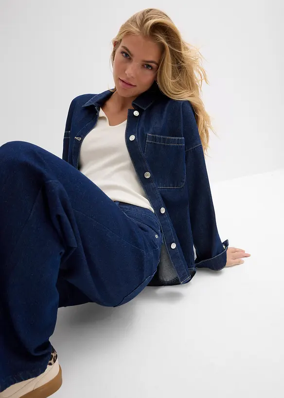 Jean large, taille mi-haute, peu extensible, longueur sol, bonprix