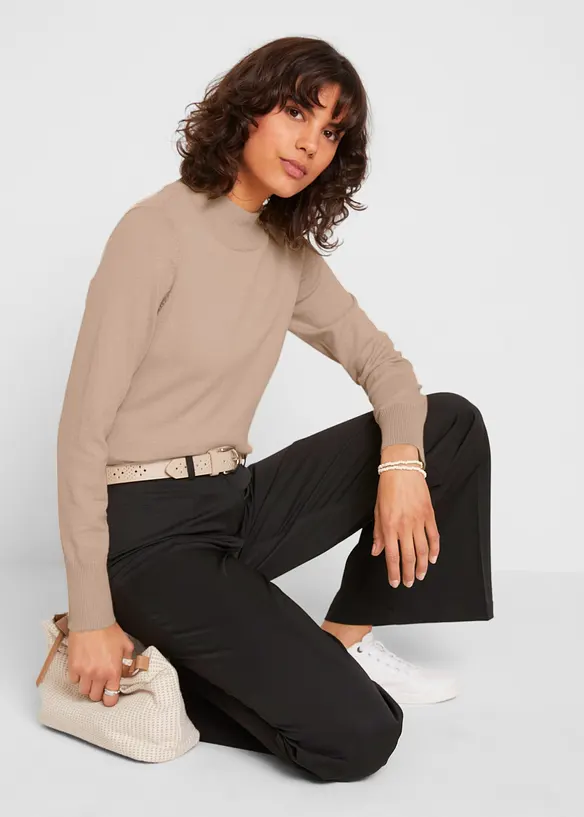 Pull basique &agrave; col montant, bonprix