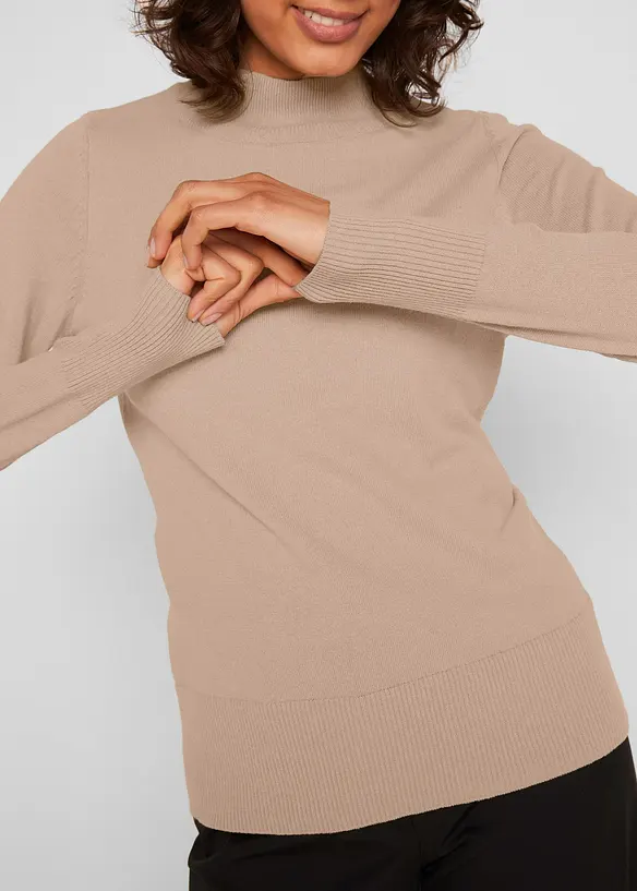 Pull basique &agrave; col montant, bonprix