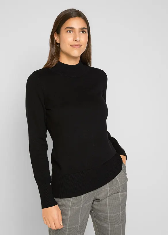 Pull basique &agrave; col montant, bonprix