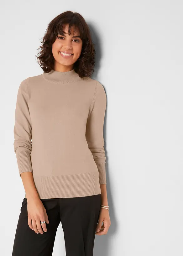 Pull basique &agrave; col montant, bonprix