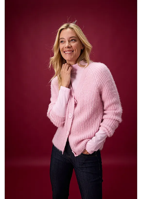 Gilet en grosse maille c&ocirc;tel&eacute;e brillante, bonprix