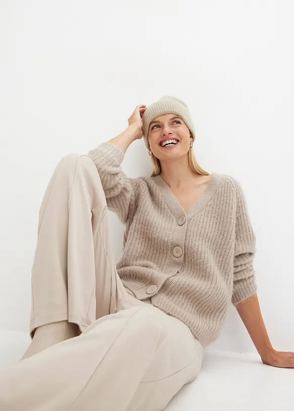 Gilet en grosse maille c&ocirc;tel&eacute;e brillante, bonprix