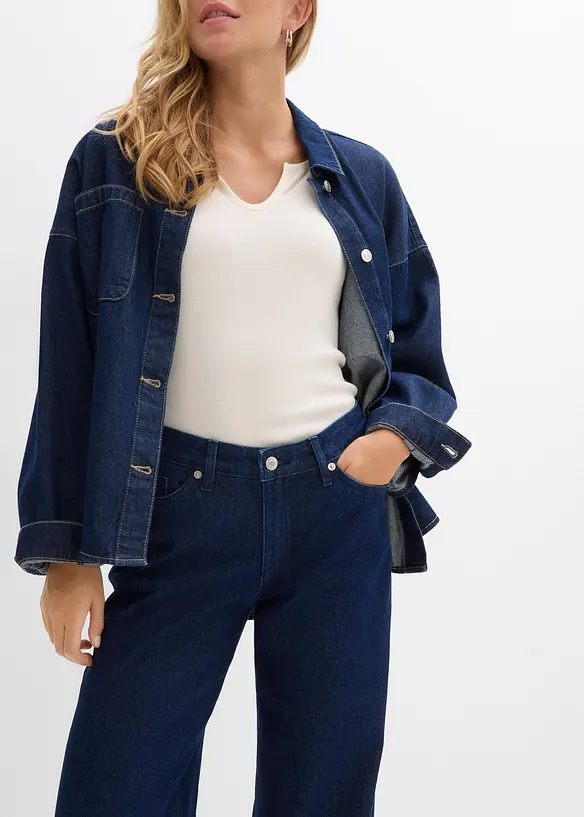 Jean large, taille mi-haute, peu extensible, longueur sol, bonprix