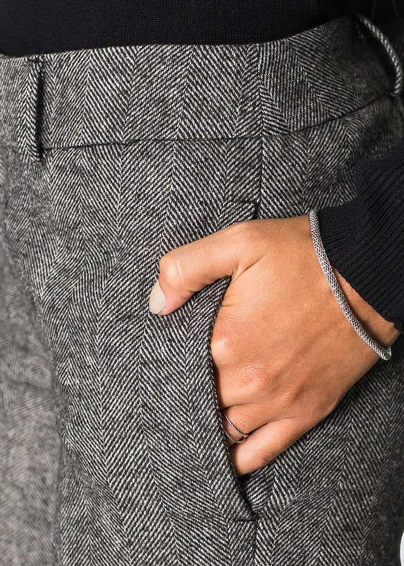 Pantalon large &agrave; pinces, taille courte, bonprix