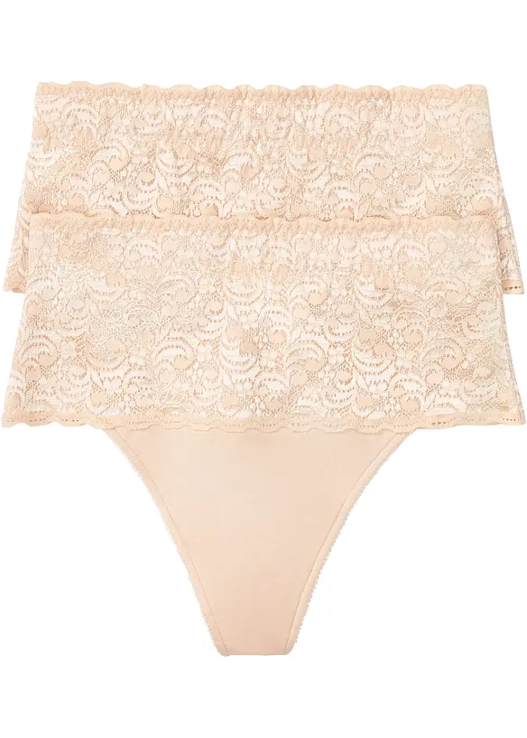 Lot de 2 strings sculptants, maintien mod&eacute;r&eacute;, bonprix