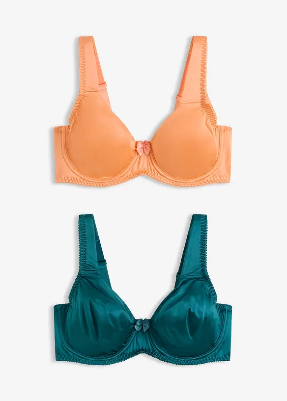 Lot de 2 soutiens-gorge moul&eacute;s &agrave; armatures en mati&egrave;re brillante, bonprix