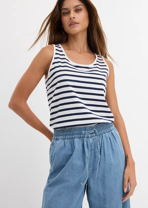 Jean large, taille mi-haute et &eacute;lastiqu&eacute;e, bonprix