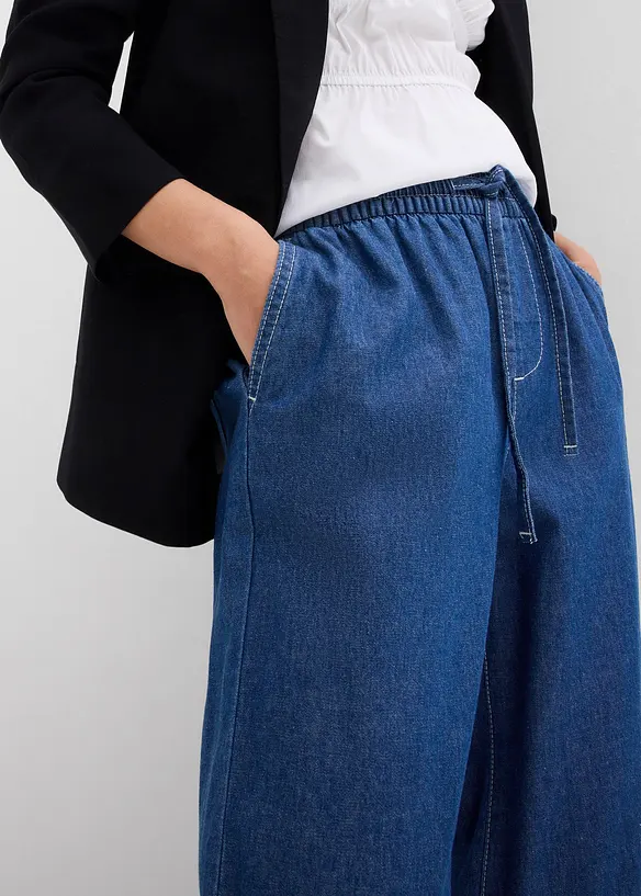 Jean large, taille mi-haute et &eacute;lastiqu&eacute;e, bonprix