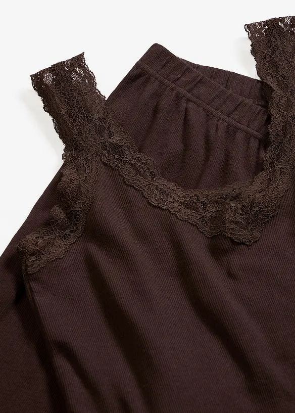 Pyjama c&ocirc;tel&eacute; avec top &agrave; dentelle, bonprix