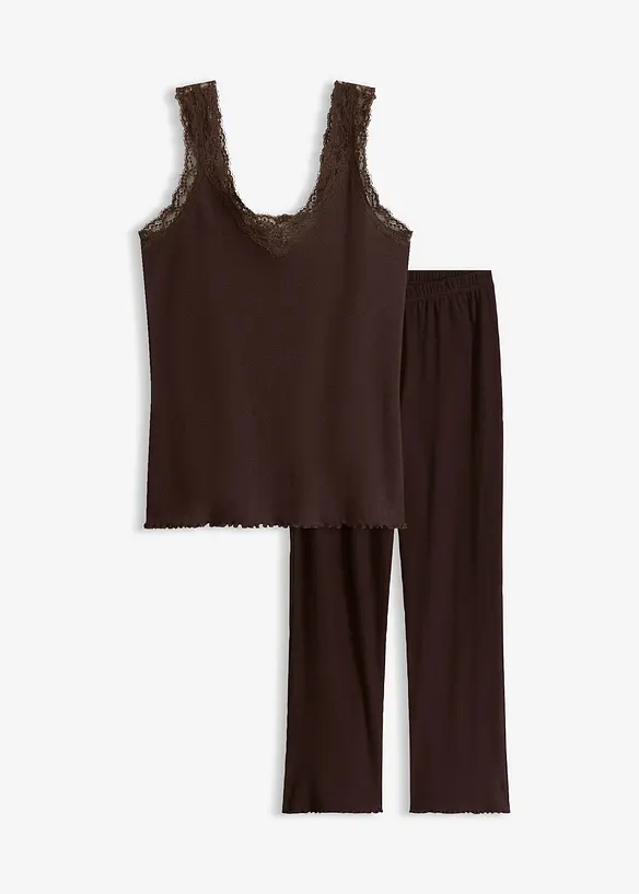 Pyjama c&ocirc;tel&eacute; avec top &agrave; dentelle, bonprix