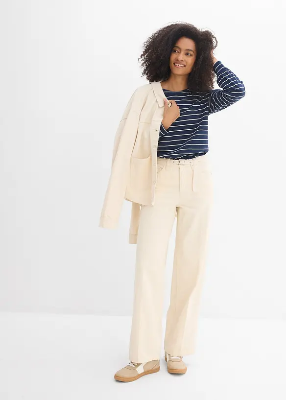 Jean droit et loose, taille mi-haute, bonprix