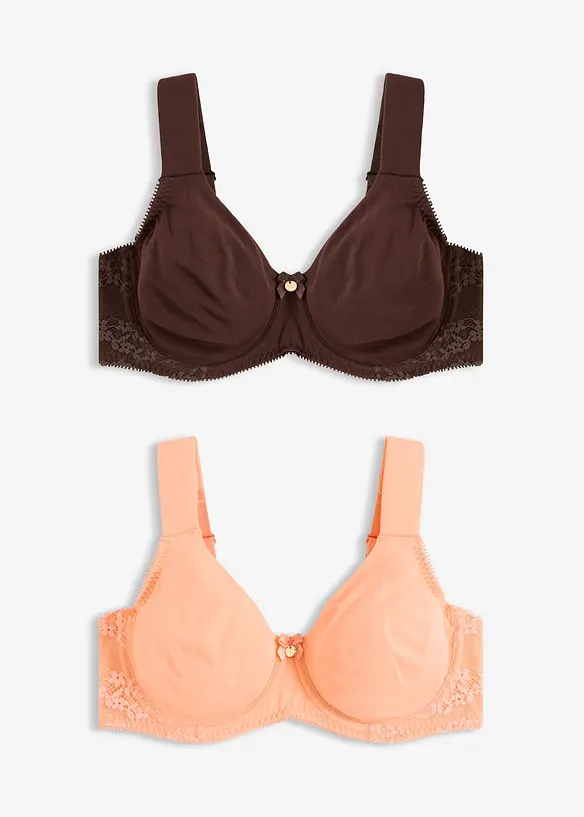 Lot de 2 soutiens-gorge coton moul&eacute;s &agrave; armatures, bonprix