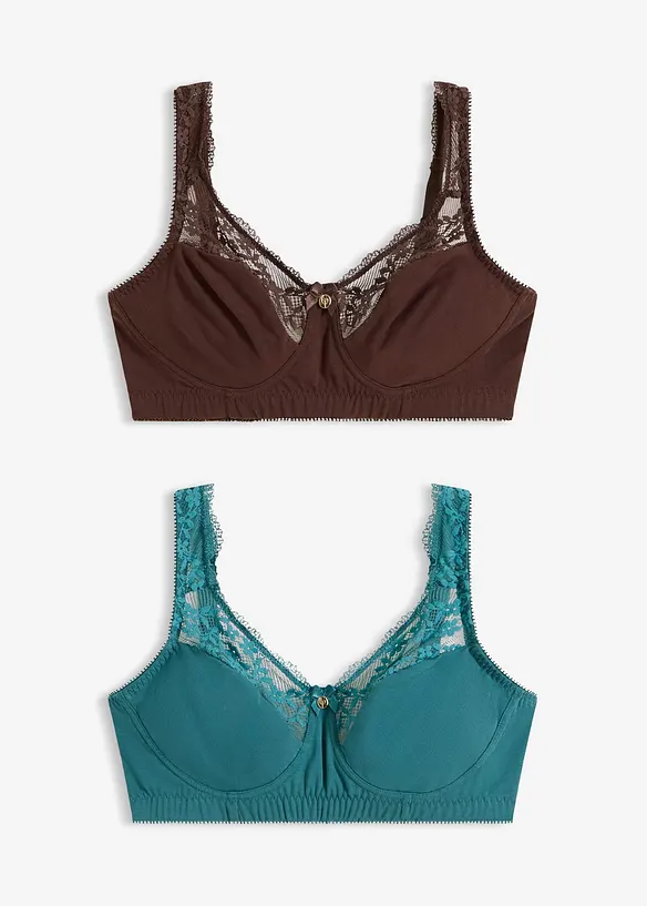 Lot de 2 soutiens-gorge coton sans armatures, bonprix