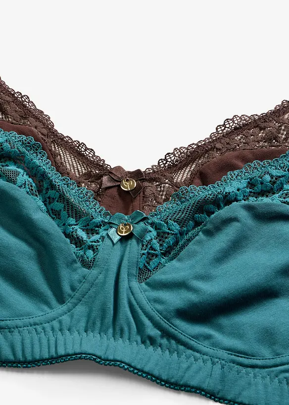 Lot de 2 soutiens-gorge coton sans armatures, bonprix