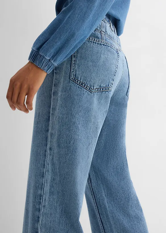 Jean droit et loose, taille mi-haute, coton, bonprix