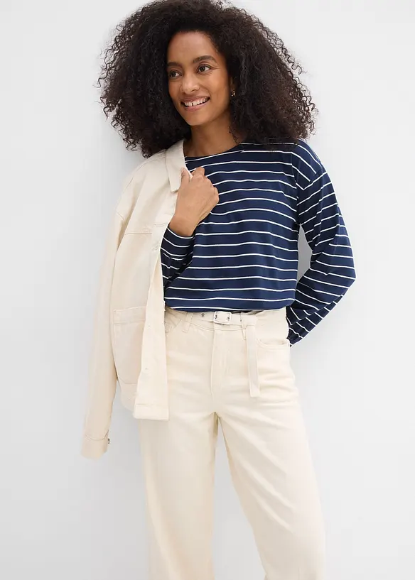 Jean droit et loose, taille mi-haute, bonprix