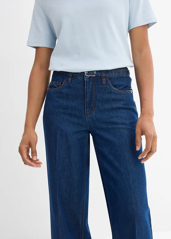 Jean droit et loose, taille mi-haute, coton, bonprix