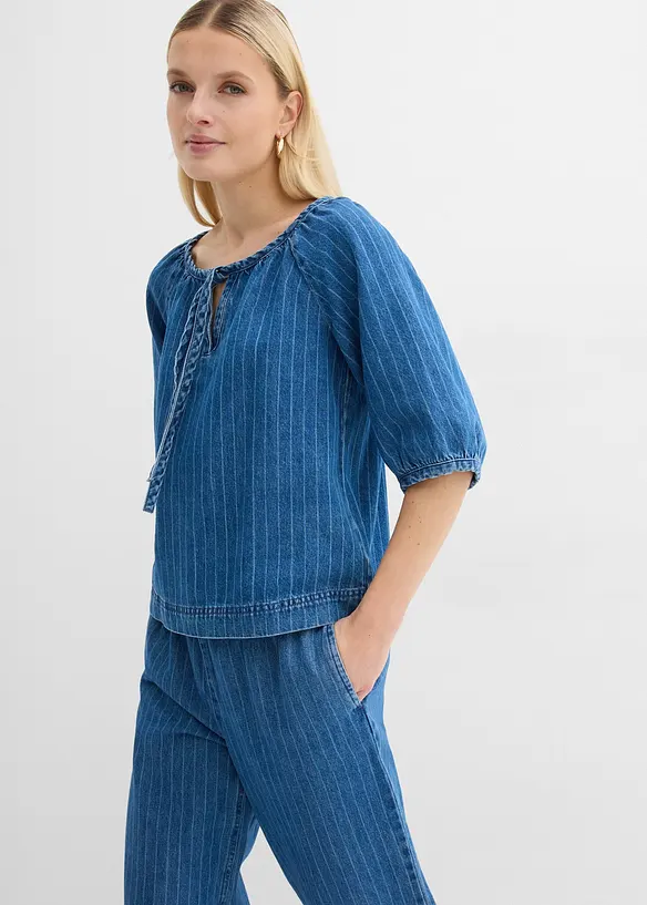 Blouse en jean &agrave; rayures, bonprix