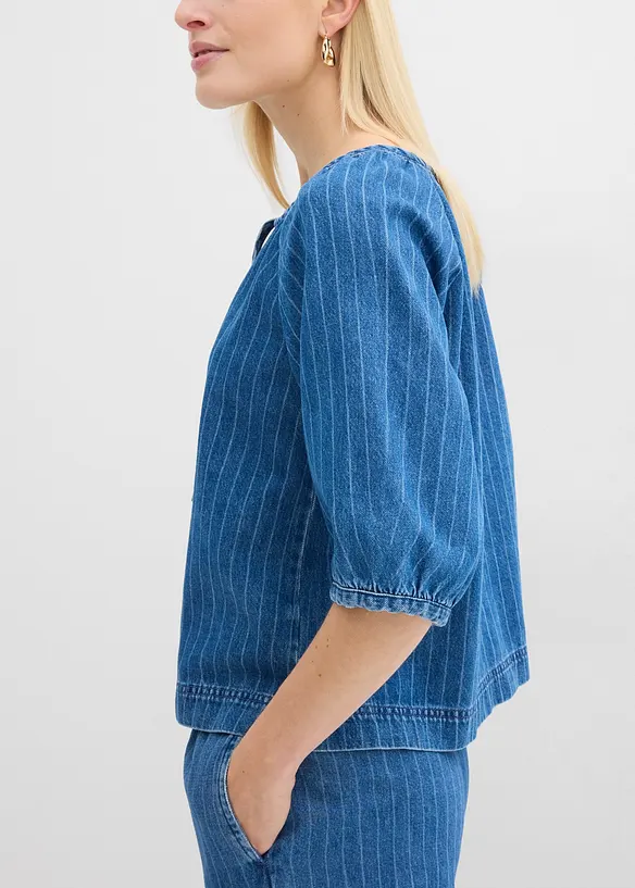 Blouse en jean &agrave; rayures, bonprix