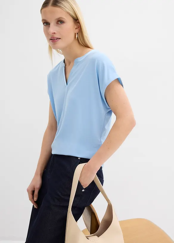 T-shirt &agrave; bordure satin&eacute;e, bonprix