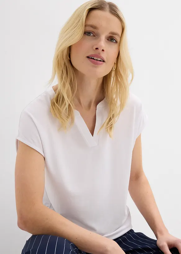 T-shirt &agrave; bordure satin&eacute;e, bonprix