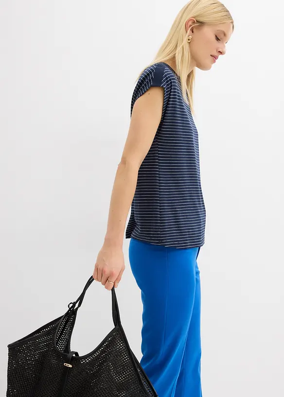 T-shirt en viscose fluide avec empi&egrave;cement satin, bonprix