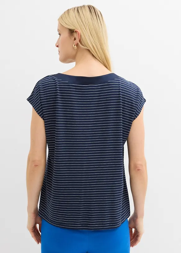 T-shirt en viscose fluide avec empi&egrave;cement satin, bonprix